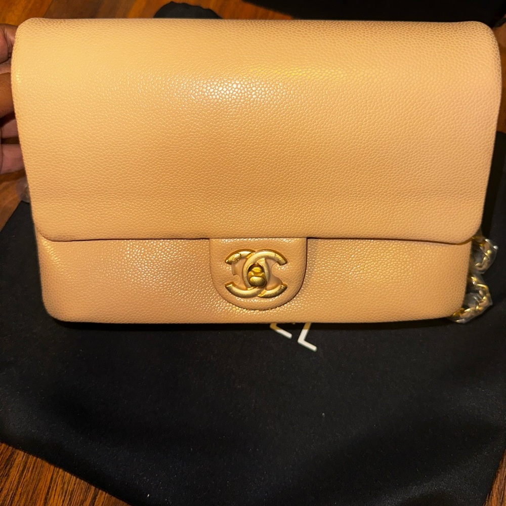 CC SINGLE FLAP LEATHER HANDBAG PURSE